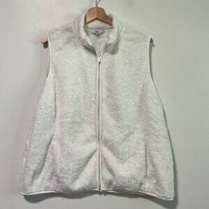 Croft & Barrow White Faux Fur Full-Zip Vest Size XXL